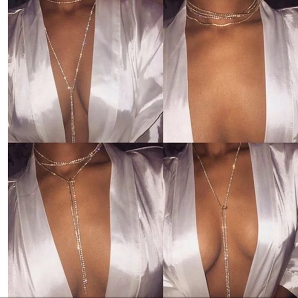 BLING wrap diamond cz sparkly chain necklace - Picture 3 of 8